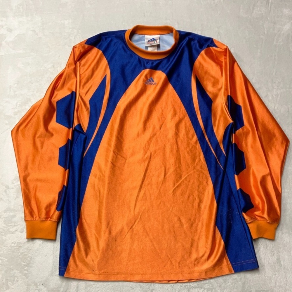 Vintage 90s adidas Jersey Shiny Silky Dazzle Shirt Soccer Goalkeeper Mens L